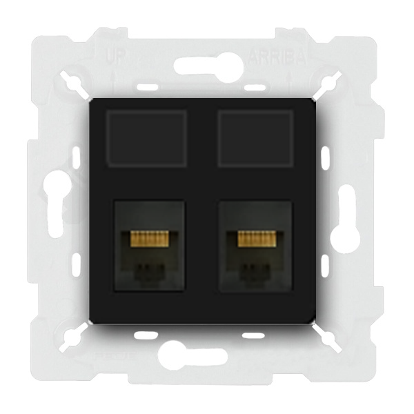  Розетка телефонная двойная 2xRJ11 Fede Vintage Corinto Черный (в сборе)